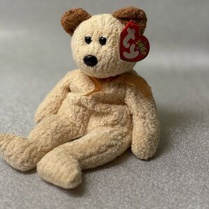 TY Beanie Baby – Tan Textured Plush Bear w/ Brown Ears (Hang Tag Attached!)